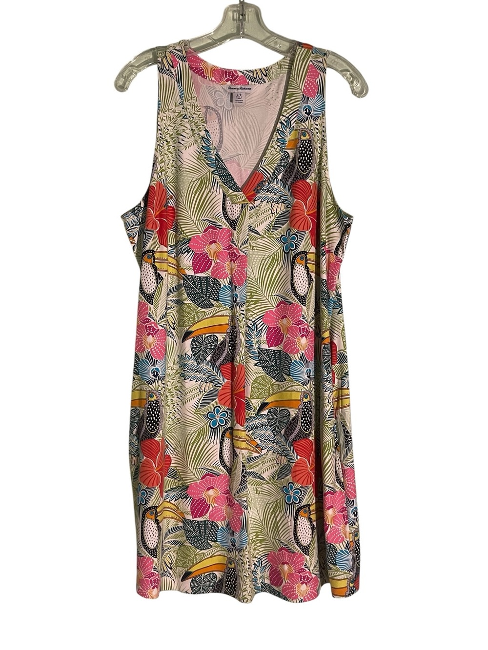 Tommy Bahama If one can Toucan silk tropical print dress. Size Large GUC - Picture 3 of 14
